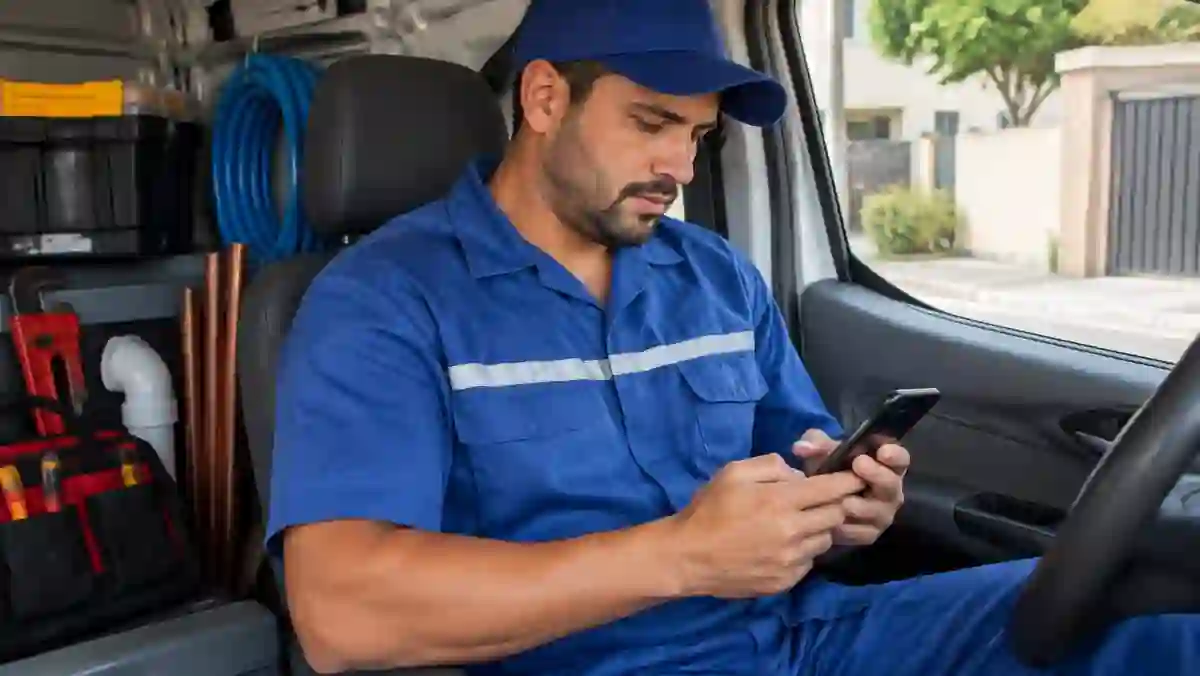 Encanador respondendo mensagens de clientes pelo WhatsApp