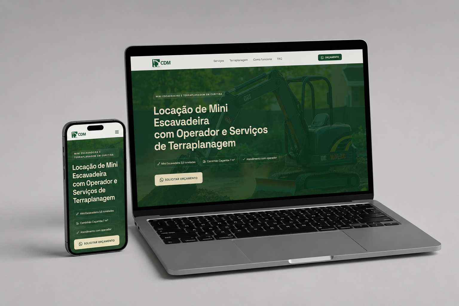 CDM Mini Escavadeira e Terraplanagem — Criação de Site